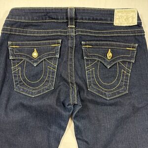 JEANS STRAIGHT True Religion Women's 29 Blue, Dark Wash, Stretch Low Rise GOLD